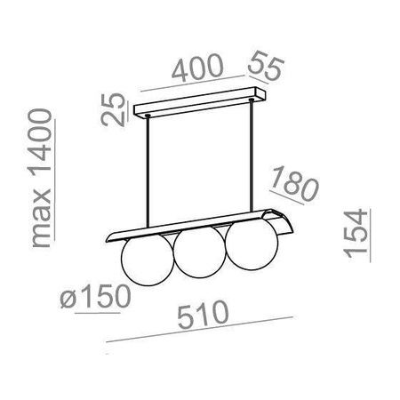 AQForm lampa wisząca LED Modern Ball 3x(8W 750lm 4000K) 24W 2250lm czarna 59779-L940-D0-00-12
