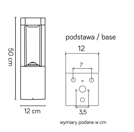 Su-ma lampa stojąca zewnętrzna Kwadrat GX53 popielata 50cm IP54 FKW-500