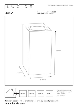 Lucide kinkiet zewnętrzny Zaro 2xGU10 czarny 69800/02/30