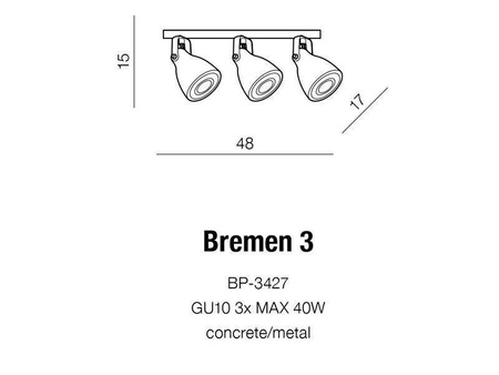 Azzardo plafon Bremen 3 3xGU10 szary AZ2371