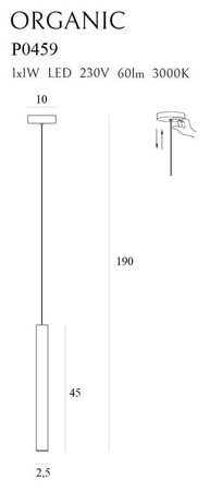 Maxlight lampa wisząca LED Organic I 1W 60lm 3000K złota P0459