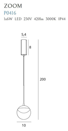 Maxlight lampa wisząca LED Zoom 6W 420lm 3000K czarna P0416