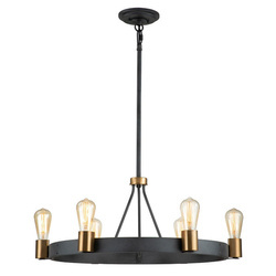 Quintiesse lampa wisząca Silas 6xE27 czarno/mosiężna QN-SILAS-6P-DZ