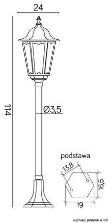 Su-ma lampa stojąca zewnętrzna Retro Classic E27 czarna/patyna 114cm IP43 K 5002/2
