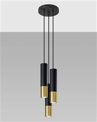 Sollux lampa wisząca Loopez 3P 3xGU10 czarno/złota SL.0955