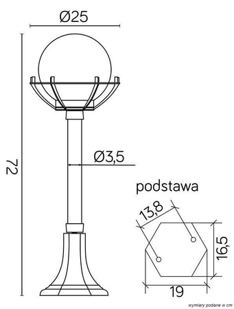 Su-ma lampa stojąca zewnętrzna Kule z koszykiem 200 E27 czarna/patyna 72cm IP43 K 5002/3/KPO OP