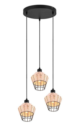 RL lampa wisząca Borka 3xE27 czarno/naturalna R31263336