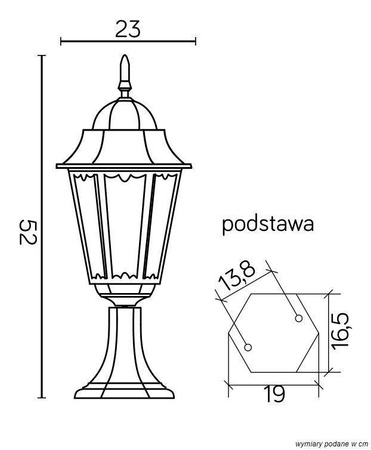 Su-ma lampa stojąca zewnętrzna Retro Classic II E27 czarna/patyna 52cm IP43 K 4011/1/H