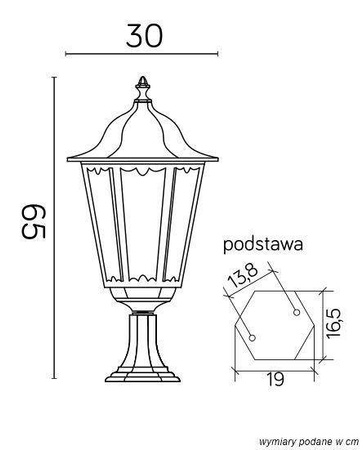 Su-ma lampa stojąca zewnętrzna Retro Maxi E27 czarna/patyna 65cm IP43 K 4011/1/BD