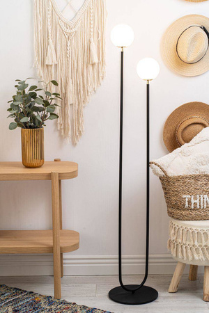 Argon lampa podłogowa Ferrone 2xE14 czarno/mosiężna 146cm 7073