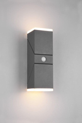 Trio kinkiet zewnętrzny LED z czujnikiem ruchu Avon 2x(7W 800lm 3000K) 14W 1600lm antracytowy IP54 270669242