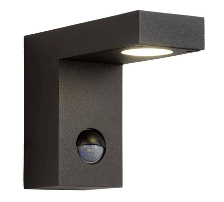 Lucide kinkiet zewnętrzny LED z czujnikiem ruchu Texas 6W 230lm 3000K IP54 antracytowy 28850/24/30