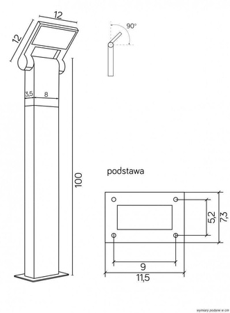 Su-ma lampa stojąca zewnętrzna LED Neo 9,5W 600lm 4000K popielata 100cm IP54 11702-1000 DG