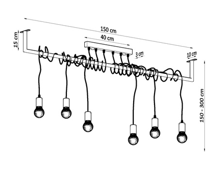 Sollux lampa wisząca Salamanca 6 6xE27 czarna SL.0896