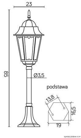 Su-ma lampa stojąca zewnętrzna Retro Classic II E27 czarna/patyna 85cm IP43 K 5002/3/H