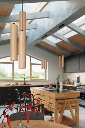 Sollux lampa wisząca Lino 3xGU10 czarno/drewniana SL.1012