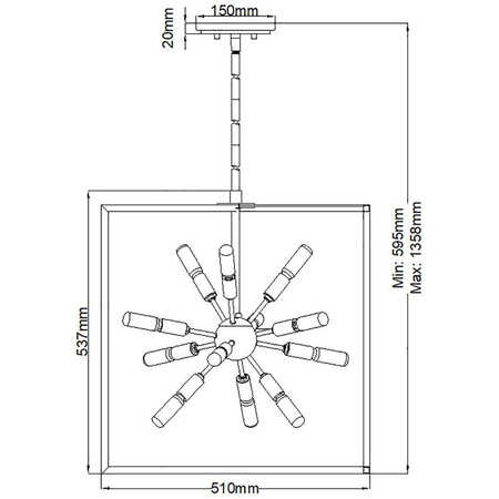 Quintiesse lampa wisząca Aros 12xE14 czarno/złota QN-AROS-12P