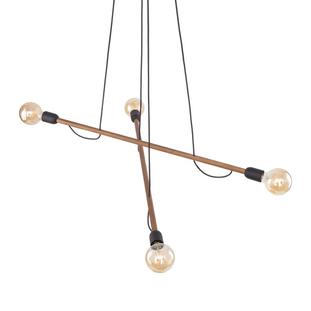 TK Lighting lampa wisząca Helix 4xE27 czarno/drewniana 4949