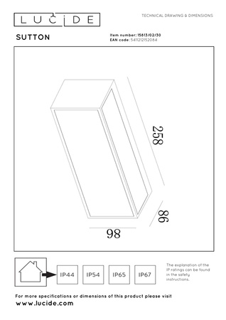 Lucide kinkiet zewnętrzny Sutton LED 1x2W 2850K/3150K IP65 czarny 15813/02/30