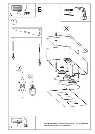 Sollux plafon Mono 3 GU10 biało/czarny SL.0068