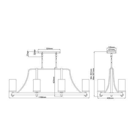 Quintiesse lampa wisząca Angelo 8xE27 stalowa QN-ANGELO8-ISLE