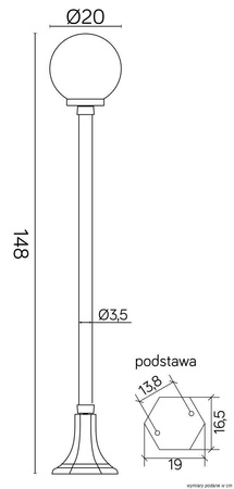 Su-ma lampa stojąca zewnętrzna Kule Classic E27 czarna/patyna 148cm IP43 K 5002/1/KP 200 FU
