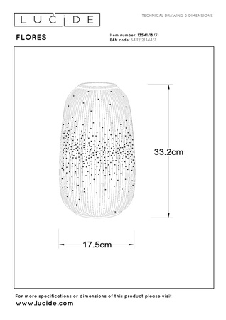 Lucide lampa stołowa Flores Ø 17,5 cm 1xE14 biała 13541/18/31
