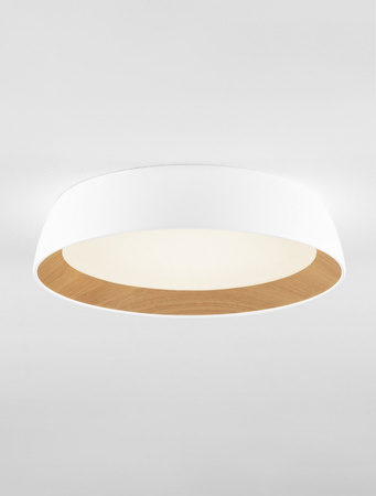 Luces Exclusivas lampa sufitowa LED Caracollo ściemnialna Ø 45 cm 39W 3081lm 3000K IP20 biało/drewniana LE44811