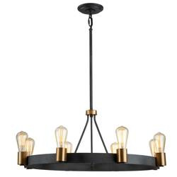 Quintiesse lampa wisząca Silas 8xE27 czarno/mosiężna QN-SILAS-8P-DZ