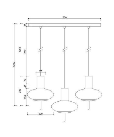 Ummo lampa wisząca potrójna Torni A3L 3xE27 czarna TOL322P0