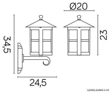 Su-ma kinkiet zewnętrzny Cordoba II E27 czarny/patyna IP23 K 3012/1/TD g