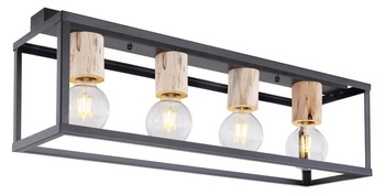 Candellux plafon Retro 4xE27 czarno/drewniany 34-00798