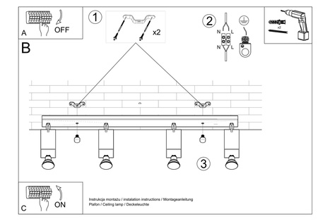 Sollux plafon (reflektorki) Merida 4l 4xGU10 biały SL.0463