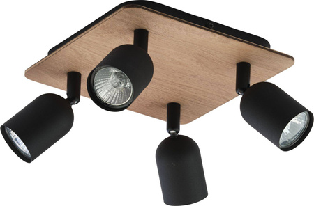 TK Lighting plafon (reflektorki) Top Wood 4xGU10 czarno/drewniany 3293
