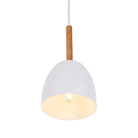 TK Lighting lampa wisząca Nord E27 biało/drewniana 4868