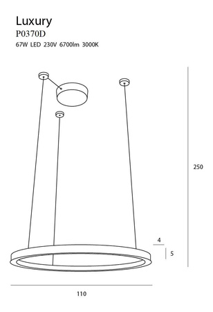 Maxlight lampa wisząca LED Luxury 67W 6700lm 3000K złota P0370D Linia Maxlight Select