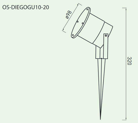 GTV reflektor dogruntowy Diego GU10 czarny IP65 OS-DIEGOGU10-20