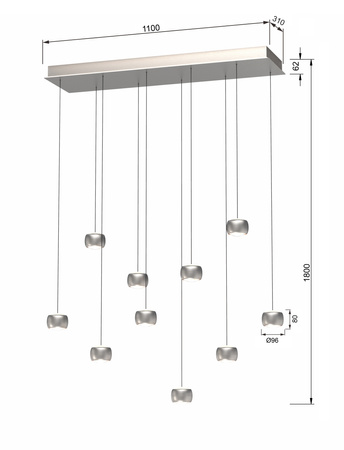Aviano Lighting lampa wisząca LED Quiberon ściemnialna 56W 5600lm 3000K matowy nikiel 7039-1003