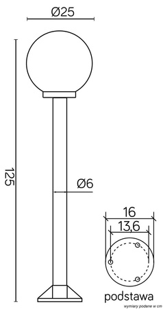 Su-ma lampa stojąca zewnętrzna Kule K 5002/2/E27 czarna 125cm IP43 K 5002/2/K 250