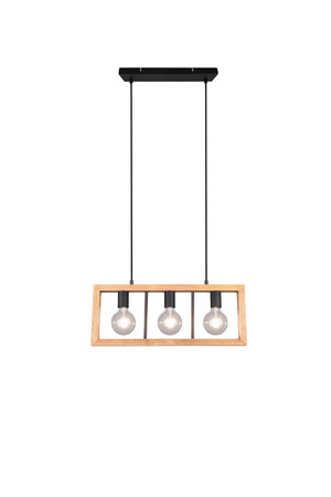 Trio żyrandol / lampa wisząca Agra 3xE27 czarno/drewniana 313800332