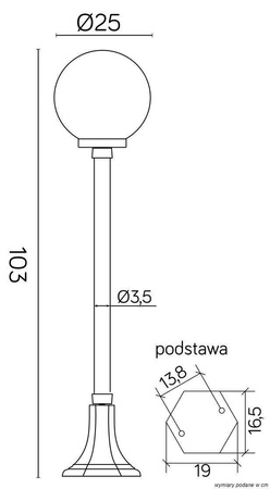 Su-ma lampa stojąca zewnętrzna Kule Classic E27 czarna/patyna 103cm IP43 K 5002/2/KP 250 FU