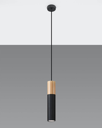 Sollux lampa wisząca Pablo GU10 czarno/drewniana SL.0632