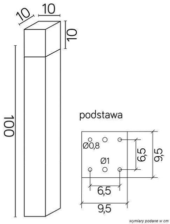Su-ma lampa stojąca zewnętrzna Cube Max E27 popielata 100cm IP44 CB-MAX 1000 DG
