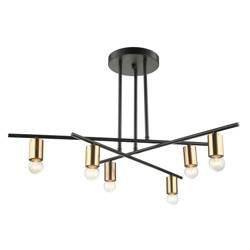 Italux żyrandol / plafon Normani 6xE27 czarno/złoty MDM3658/6 BK+BRO