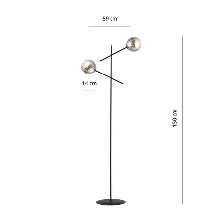 Emibig lampa stojąca Linear LP2 2xE14 czarno/dymiona 150cm 1167/LP2