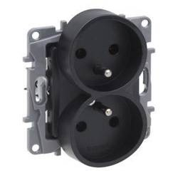 Legrand Niloe Selection gniazdo 2 x 2P+Z do ramek wielokrotnych (bez przesłony, zaciski śrubowe) antracytowe 762235