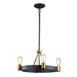 Quintiesse lampa wisząca Silas 4xE27 czarno/mosiężna QN-SILAS-4P-DZ