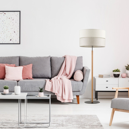 TK Lighting lampa podłogowa Eco E27 beżowo/drewniana 139cm 5597