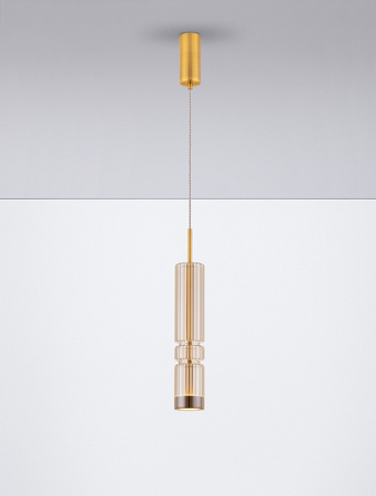 Luces Exclusivas lampa wisząca LED Montero Ø 8 cm 12W 1526lm 3000K IP20 wys. klosza 39 cm złota LE44590