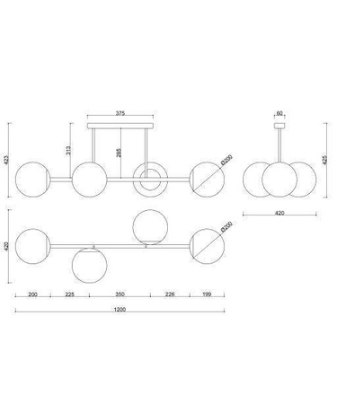 Ummo plafon Kop D 4xE27 czarny KPD42003